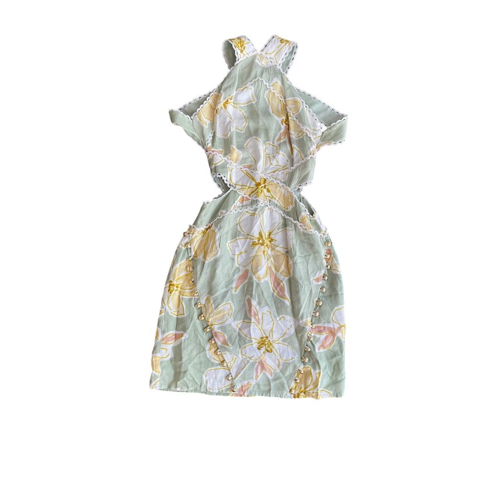 Zaco Marais Dress XS Sage Floral Cutout Mini Dress NWT Size 2